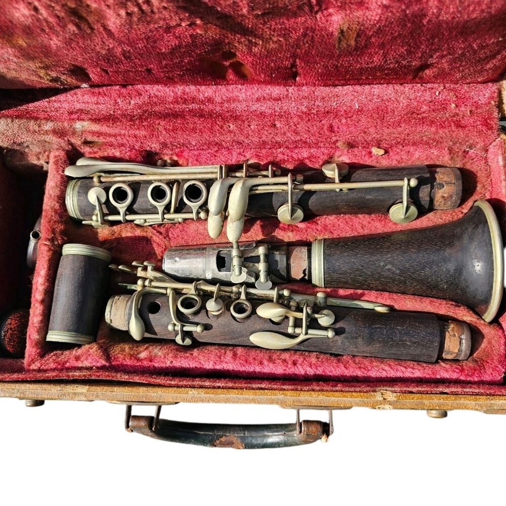 VTG Tempertone Clarinet France And Case FOR PARTS‎ REPAIR Grenadilla Wood  6004